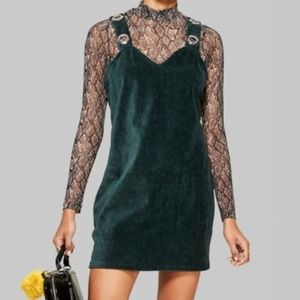 Forest Green Soft Corduroy Fitted Stretchy Dress